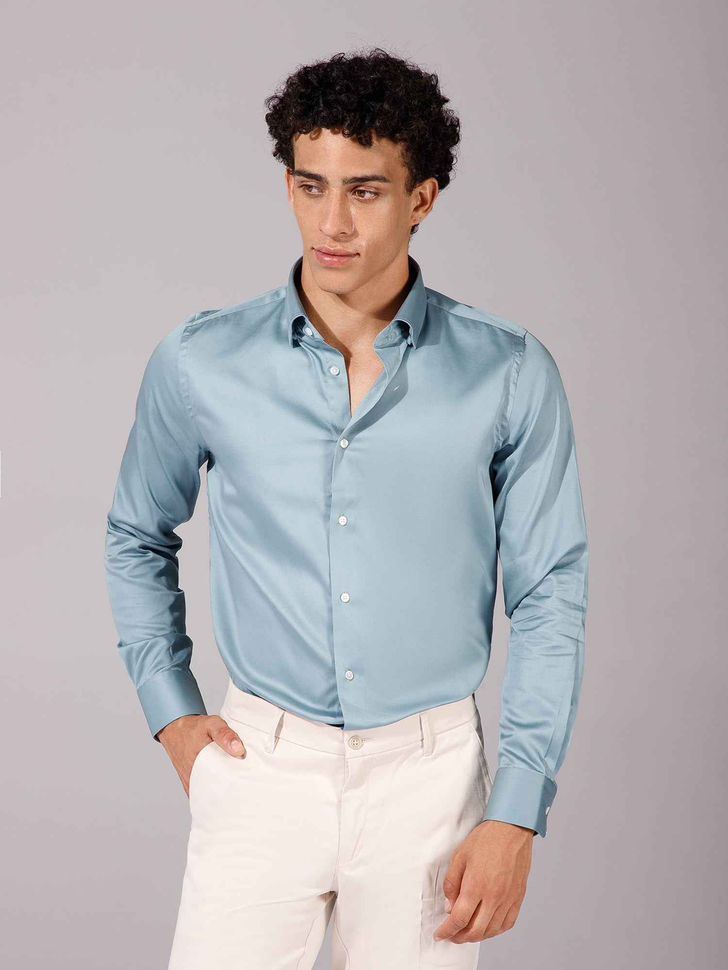Light Teal - Mens Full Sleeve Shirts