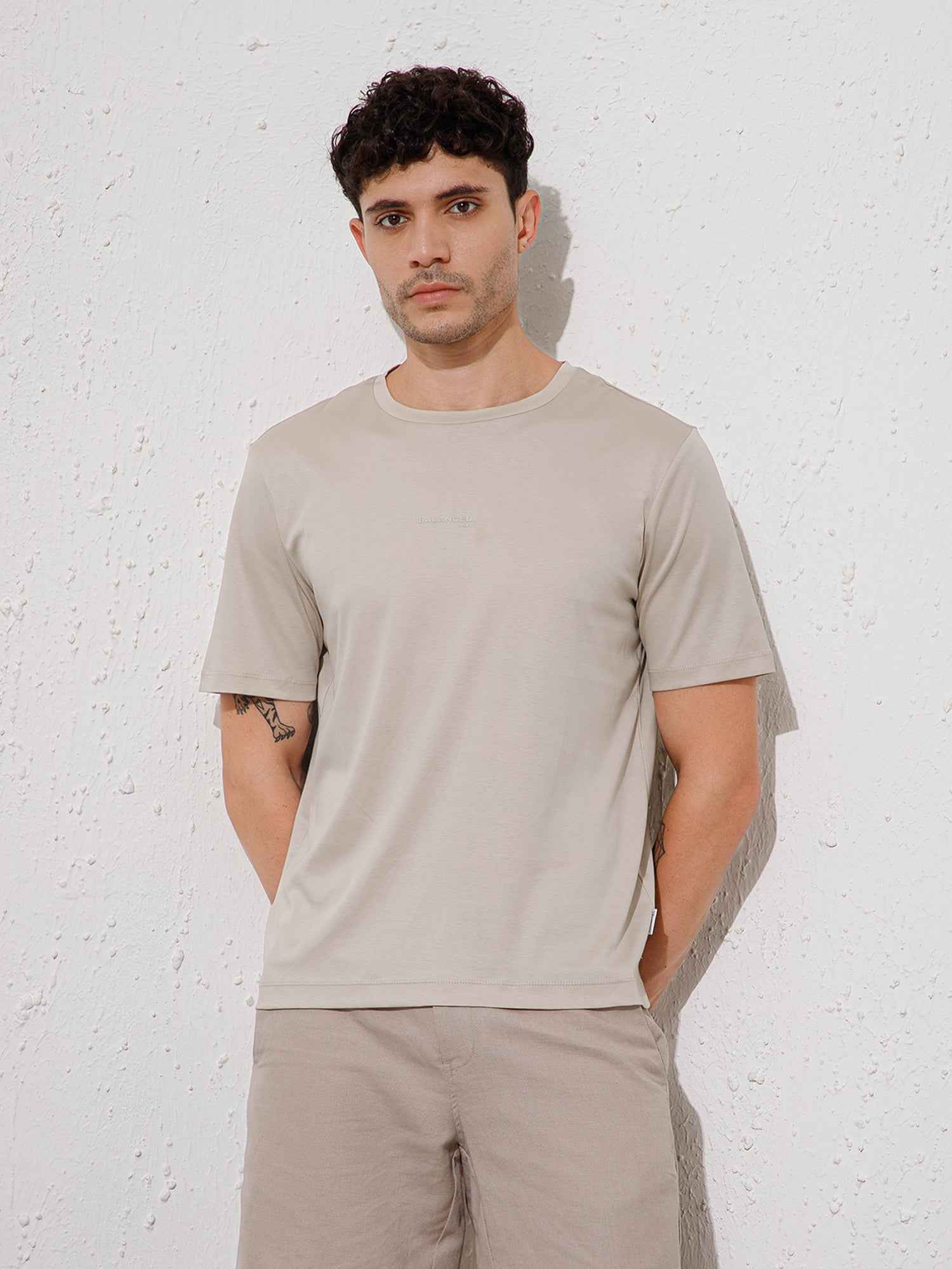 Beige - Round Neck