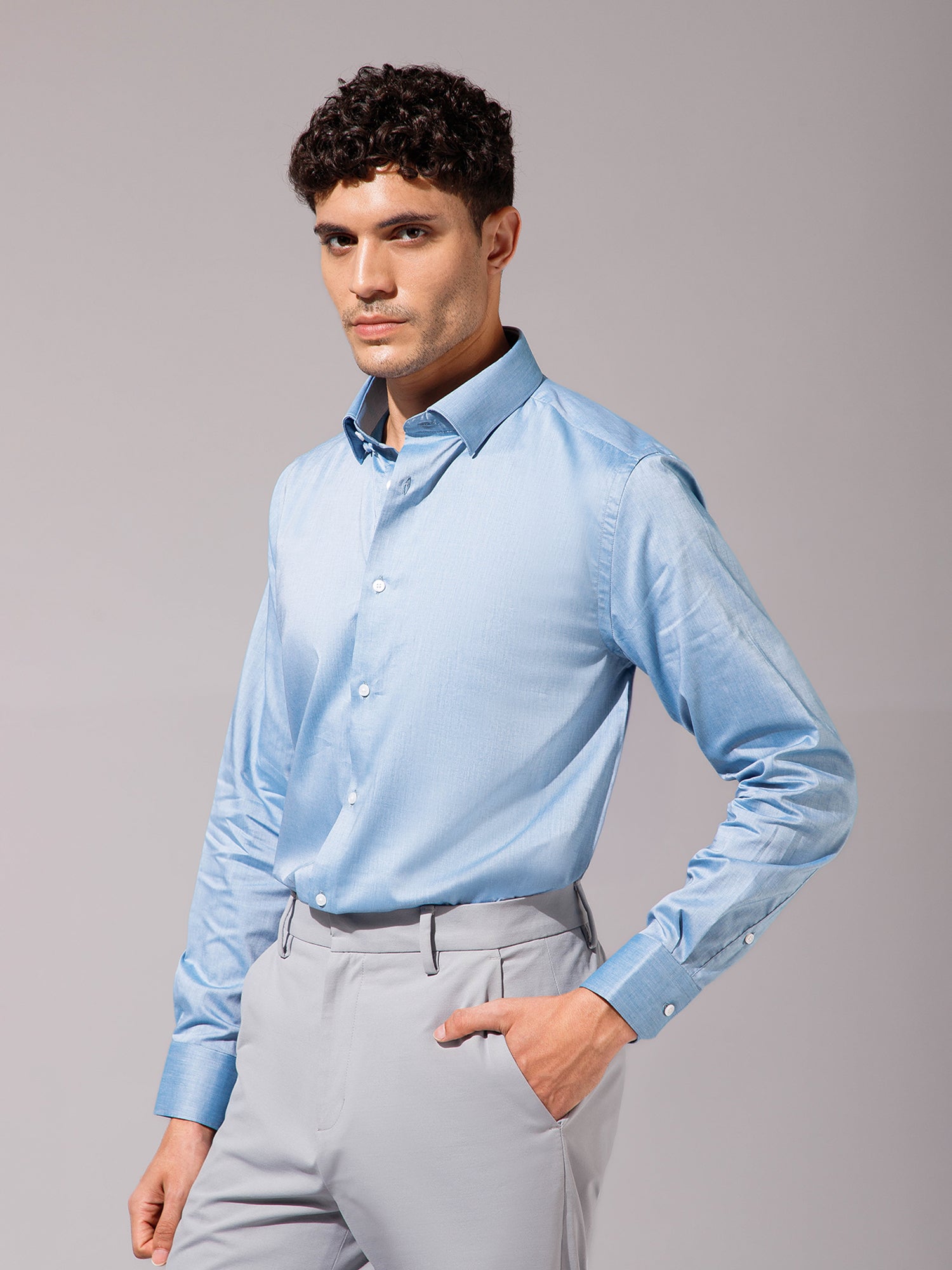Light Blue - Mens Full Sleeve Shirts