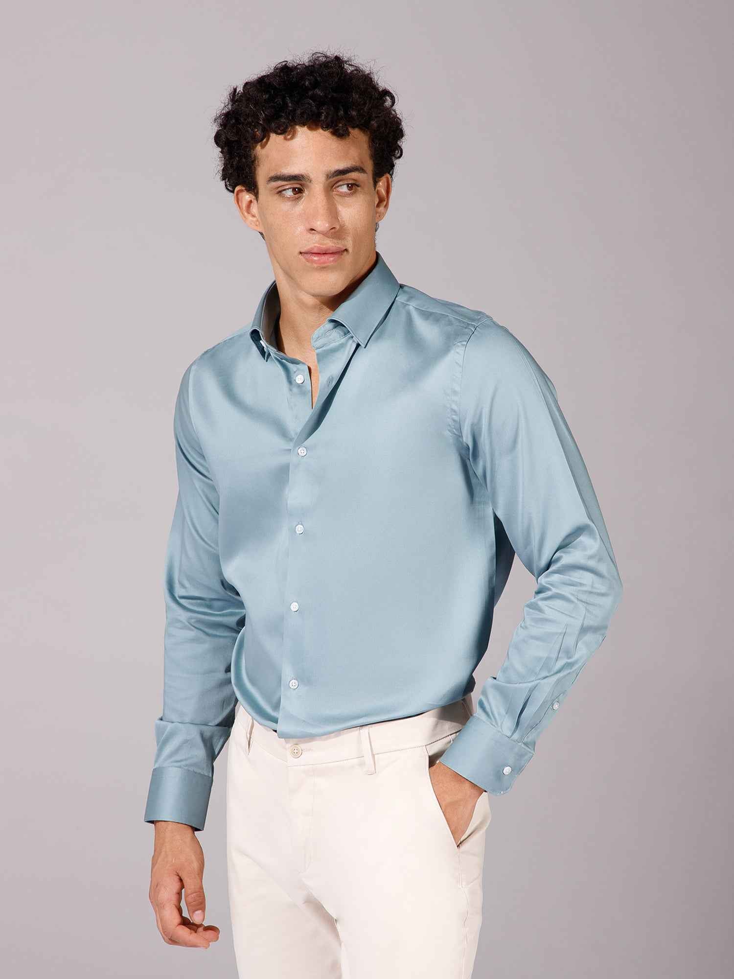 Light Teal - Mens Full Sleeve Shirts