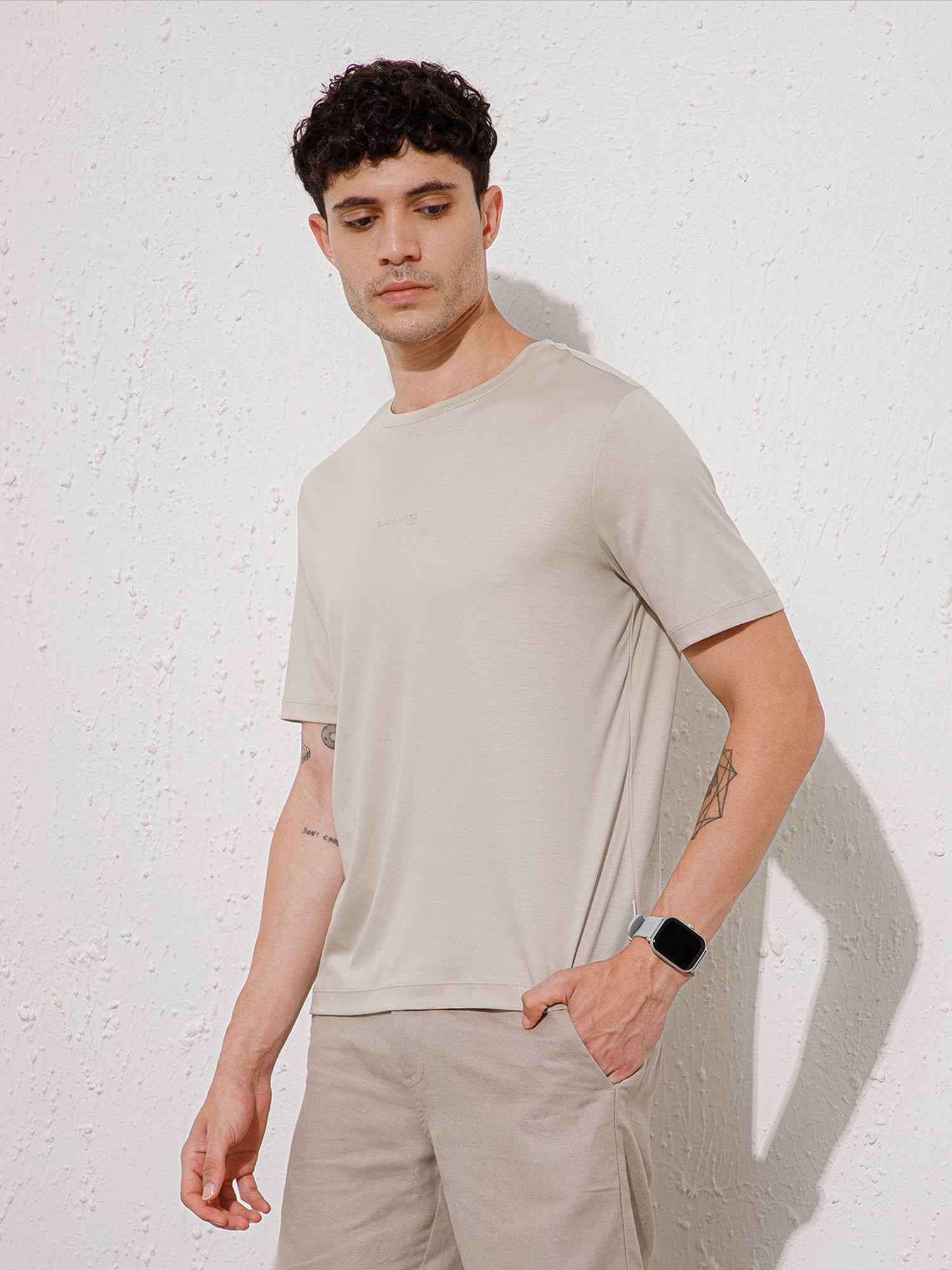 Beige - Round Neck