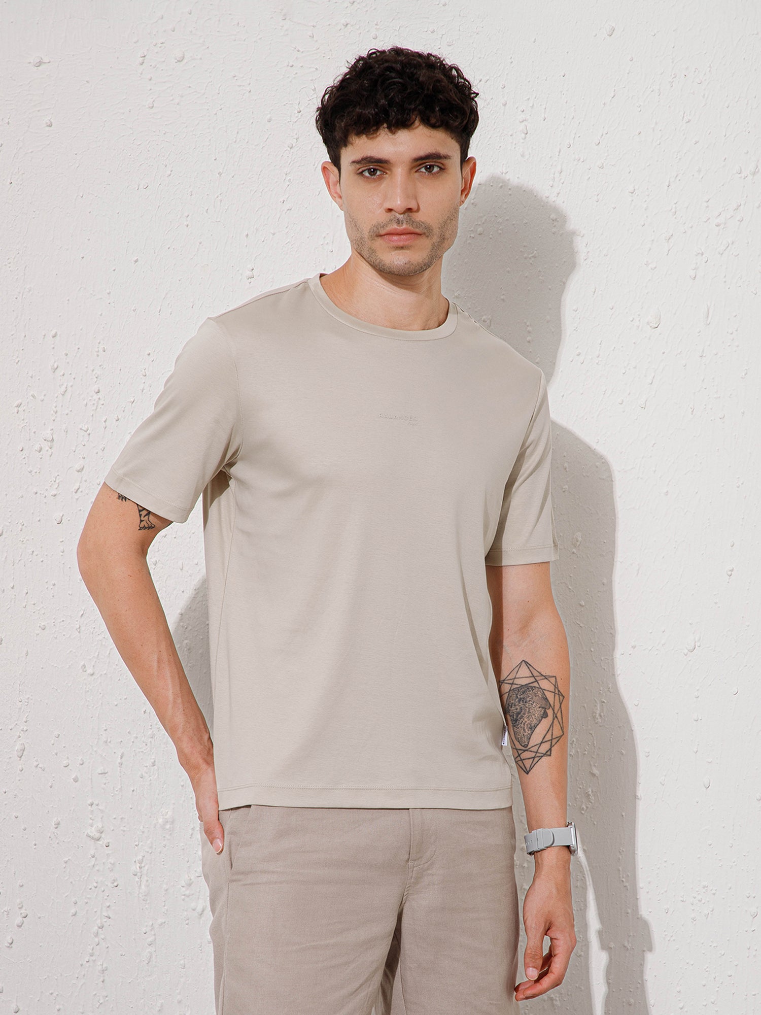 Beige - Round Neck