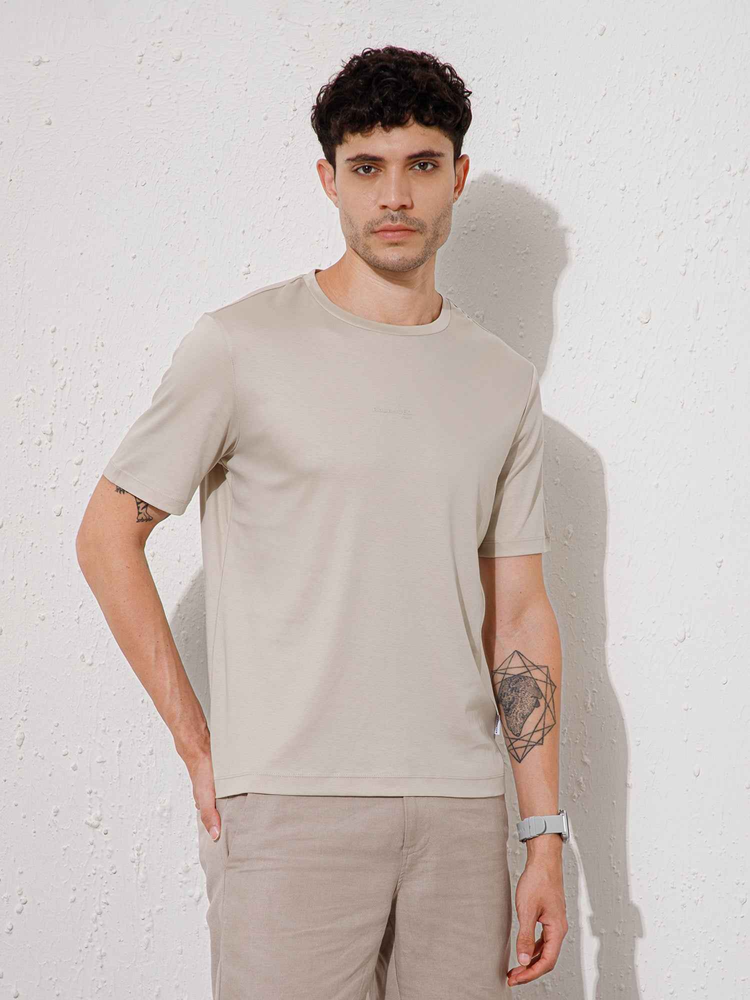 Beige - Round Neck