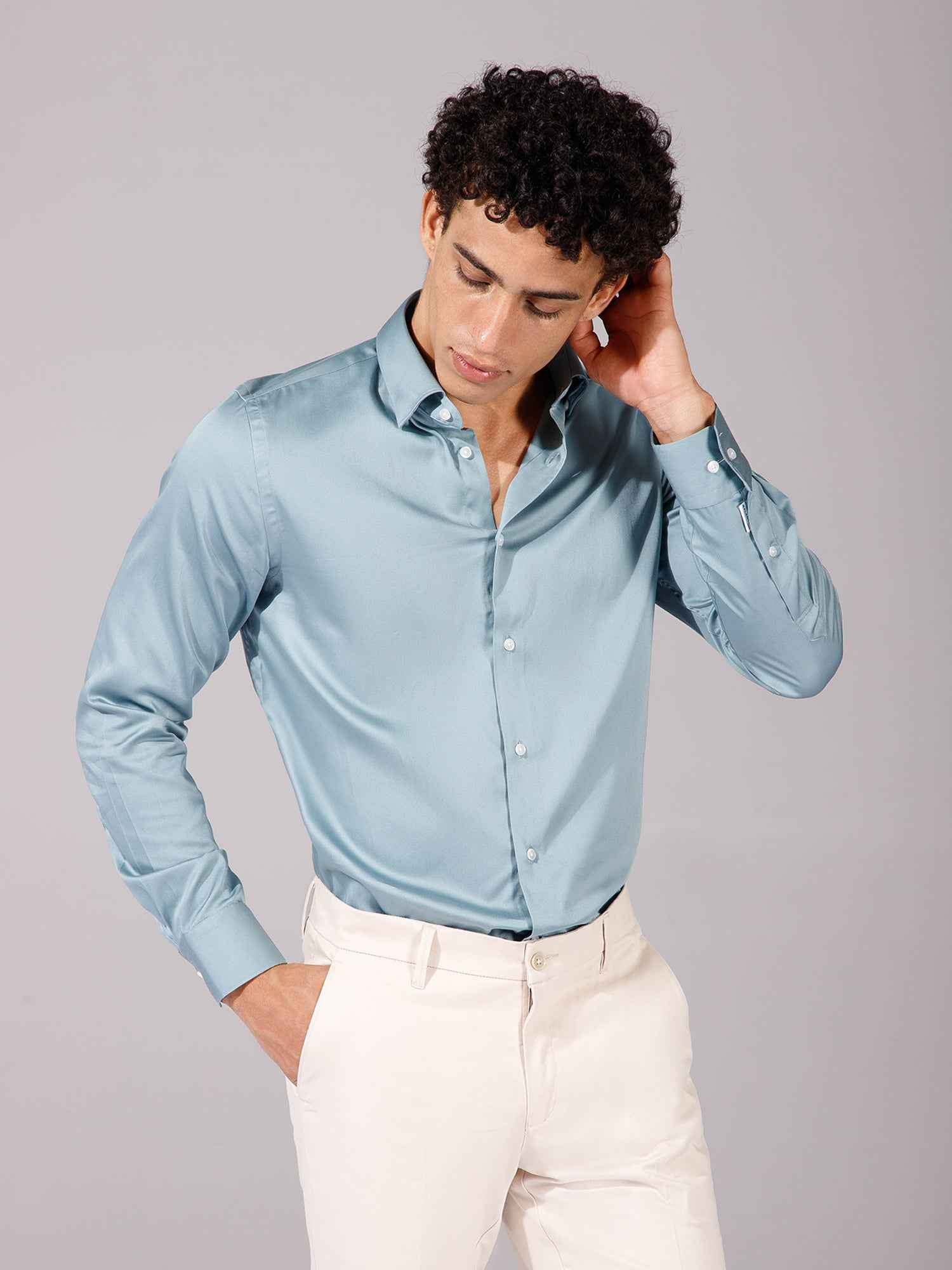 Light Teal - Mens Full Sleeve Shirts