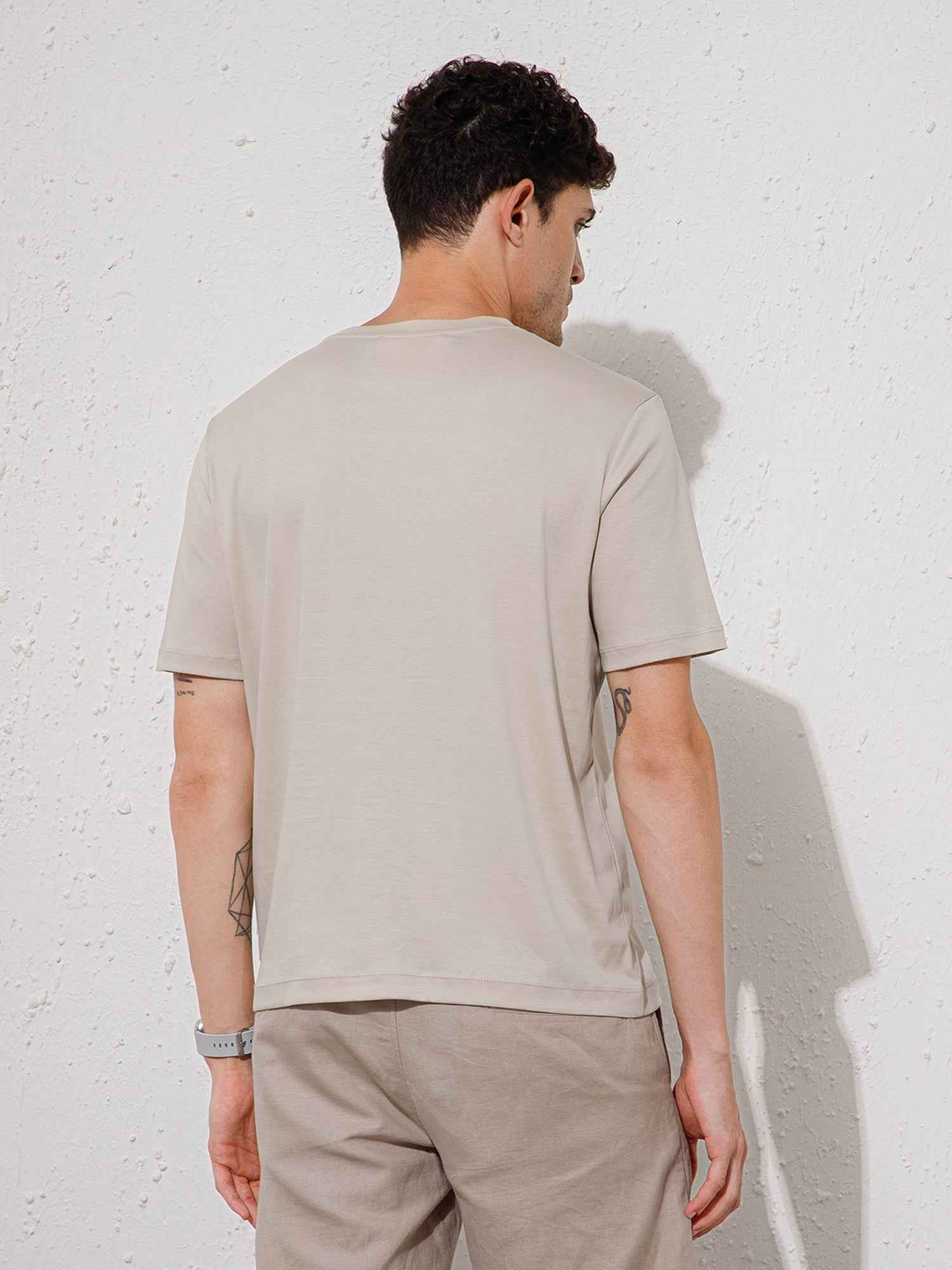 Beige - Round Neck